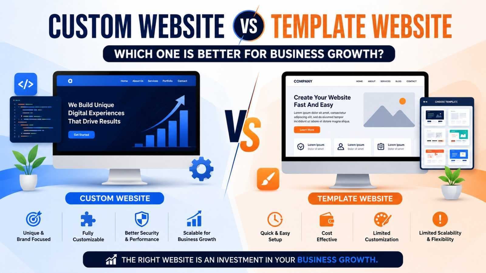Custom Website vs Template Website: Which One is Better for Business Growth?